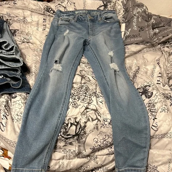 Blue Spice High Waisted Ripped Skinny Jeans